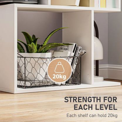 5-Tier Geometric Bookshelf, S Shaped Bookcase, White Display Bookshelves at Gallery Canada