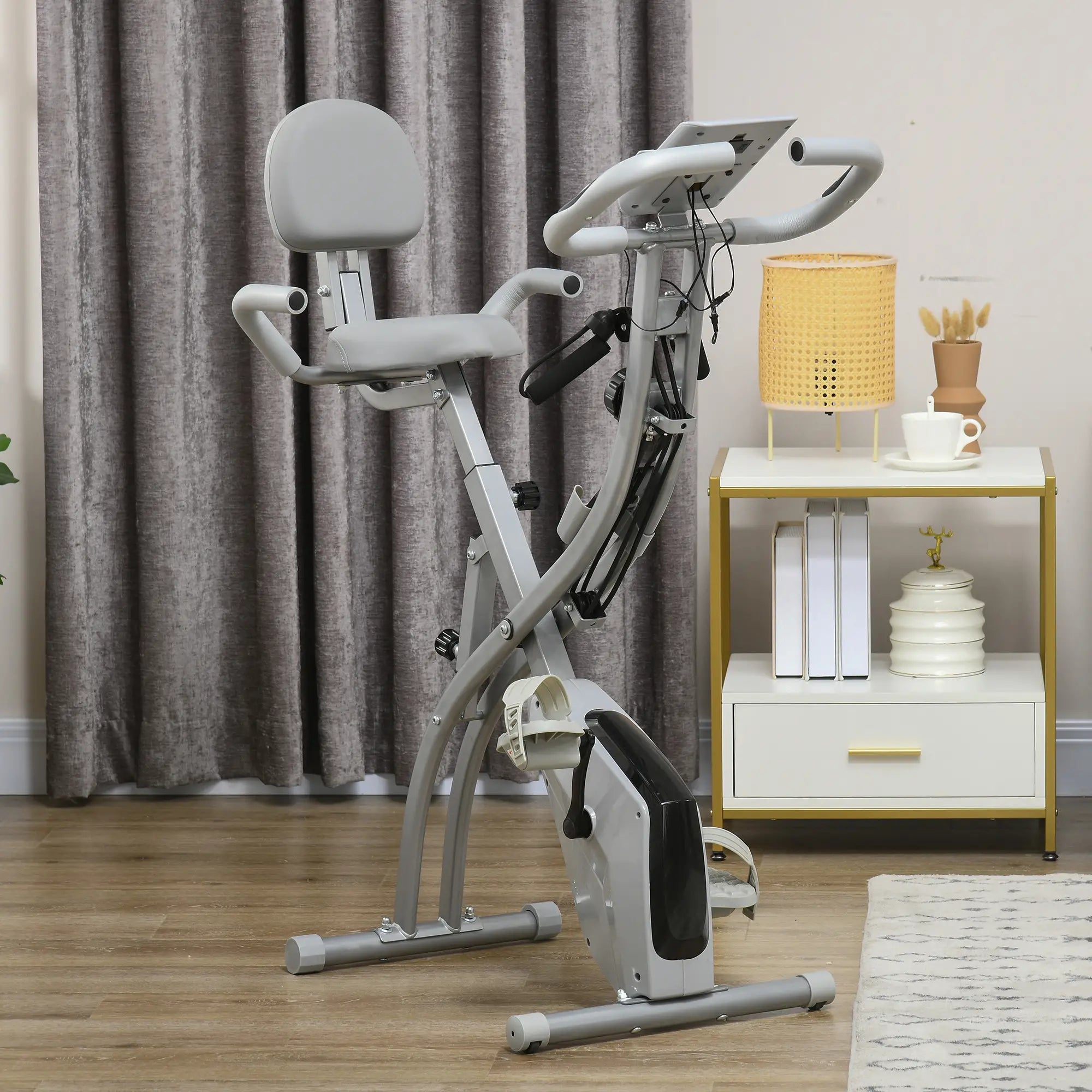 Folding Exercise Bike, 8-Level Magnetic Resistance, Adjustable Seat, Grey Exercise & Stationary Bikes at Gallery Canada