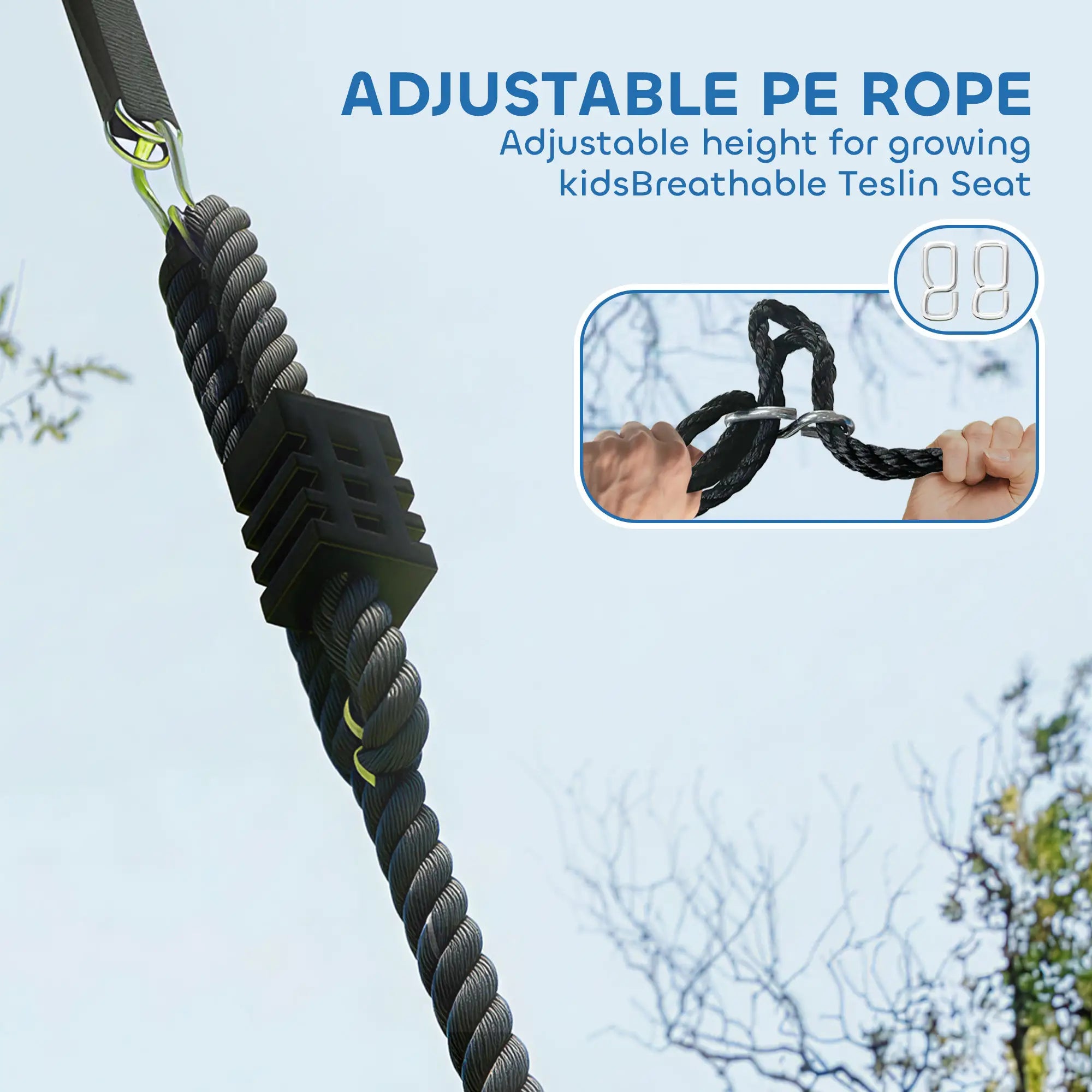 Adjustable Ropes Tree Straps Basket Swing, 58
