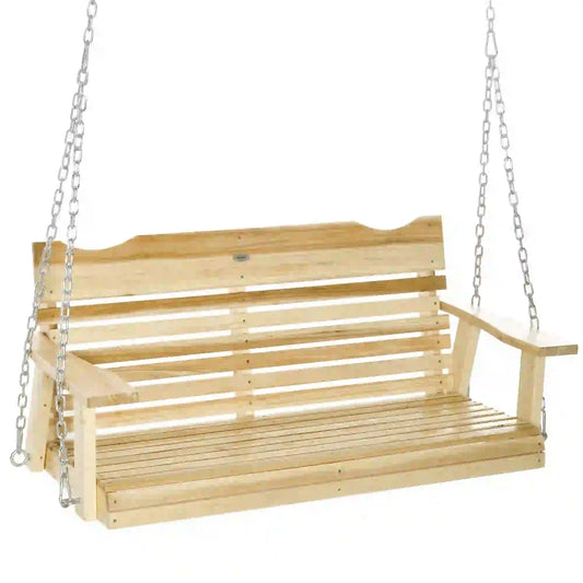 2-Seater Porch Swing, Adjustable Hanging Chains, Natural Wood Hanging Porch Swings Natural at Gallery Canada