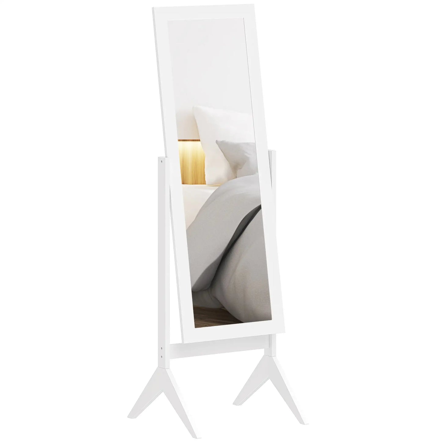 Full Length Mirror, Free Standing, Adjustable Angle, White Full Length Mirrors White at Gallery Canada