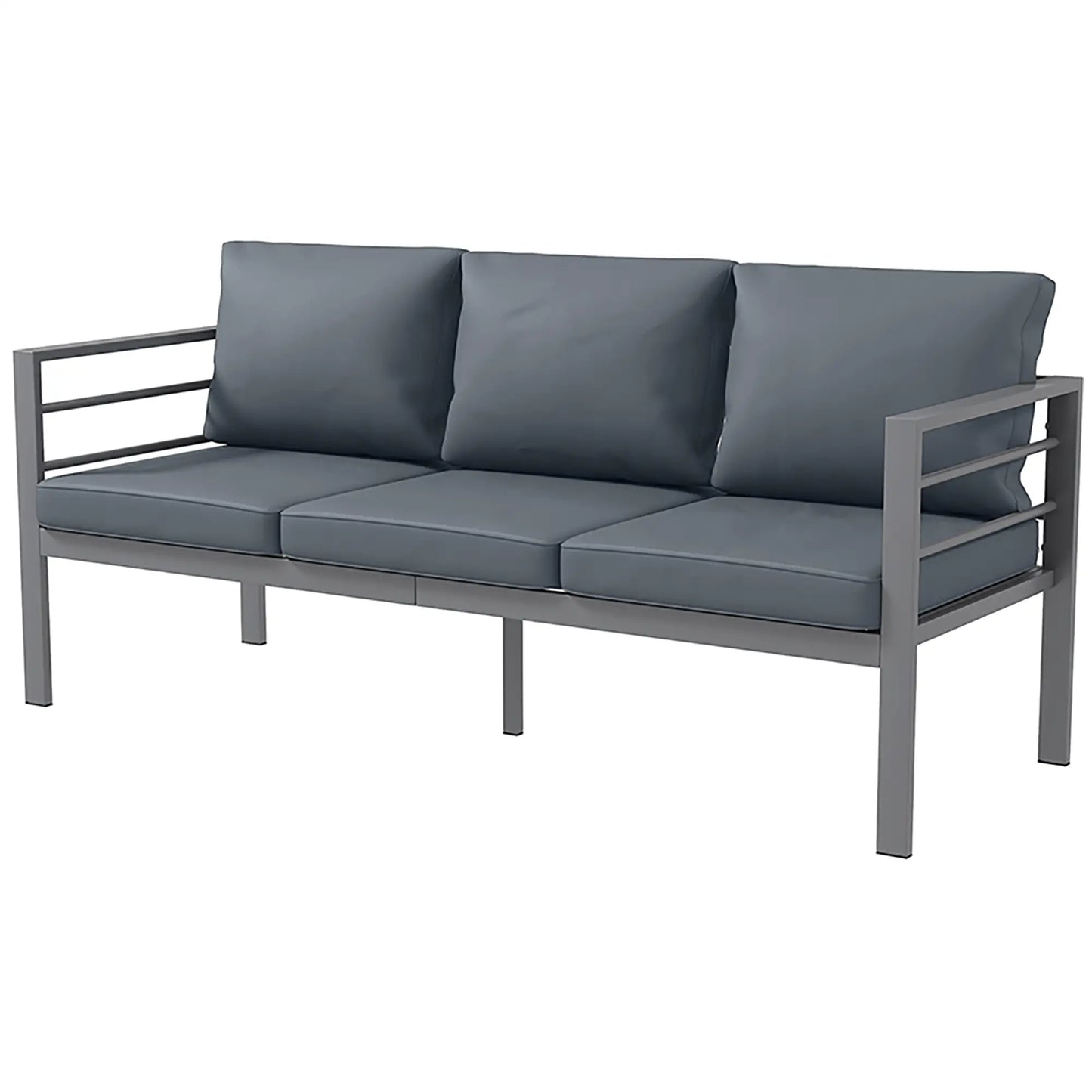 Aluminum Garden Sofa, 3-Person Outdoor Couch, 72.8" x 26" x 25.2", Grey Patio Chairs Grey, Silver Grey at Gallery Canada