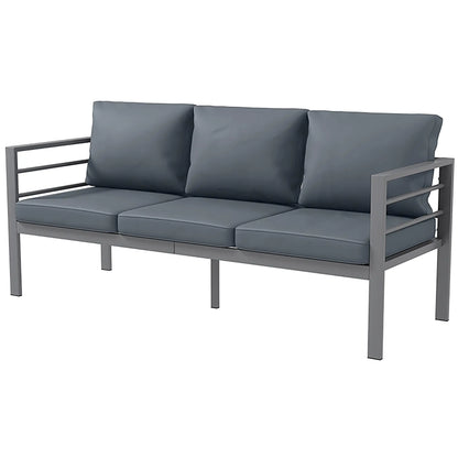 Aluminum Garden Sofa, 3-Person Outdoor Couch, 72.8" x 26" x 25.2", Grey Patio Chairs Grey, Silver Grey at Gallery Canada