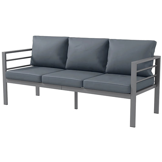 Aluminum Garden Sofa, 3-Person Outdoor Couch, 72.8" x 26" x 25.2", Grey Patio Chairs Grey, Silver Grey at Gallery Canada