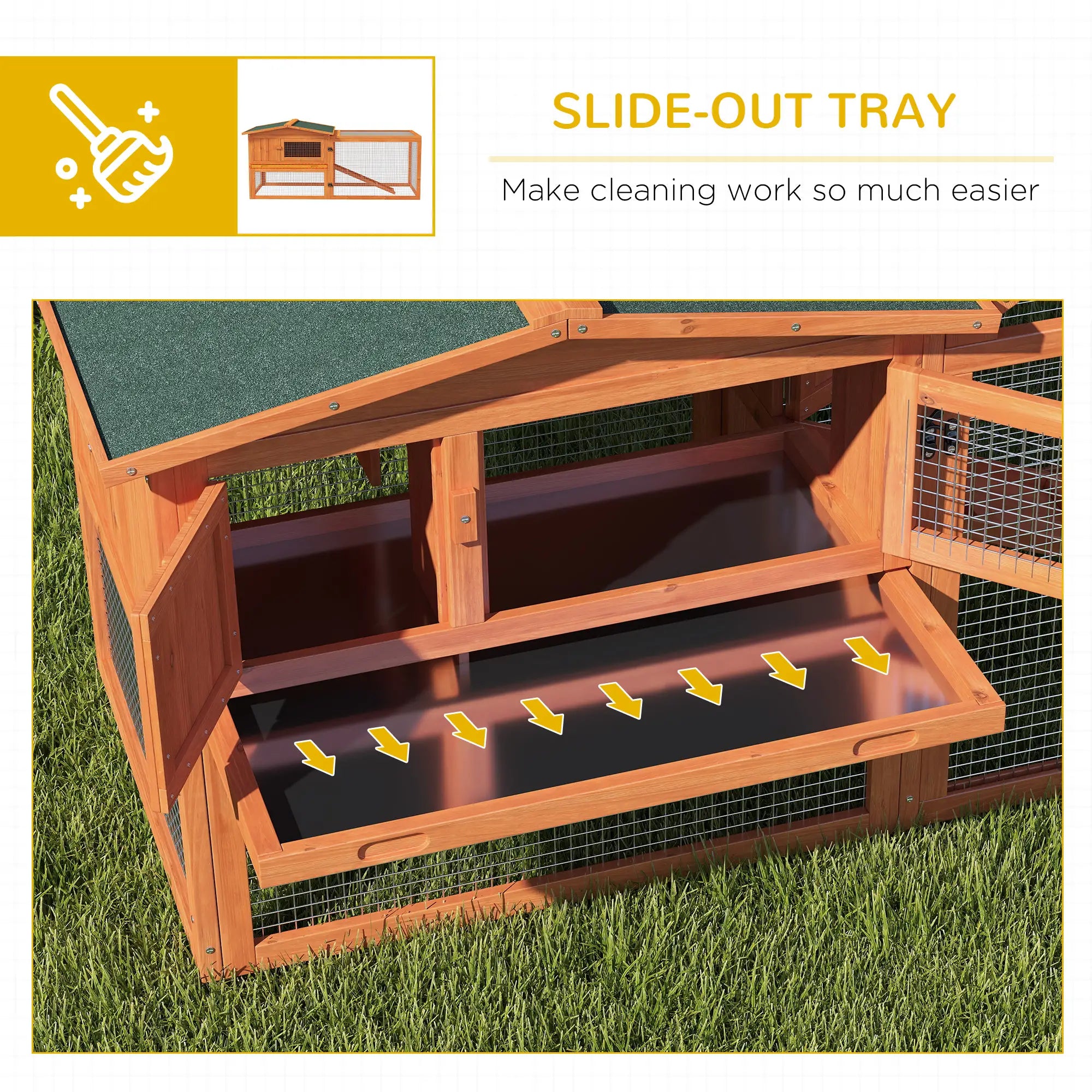Wooden Rabbit Hutch, Guinea Pig House, Removable Tray, Openable Roof, Orange Rabbit Hutch at Gallery Canada