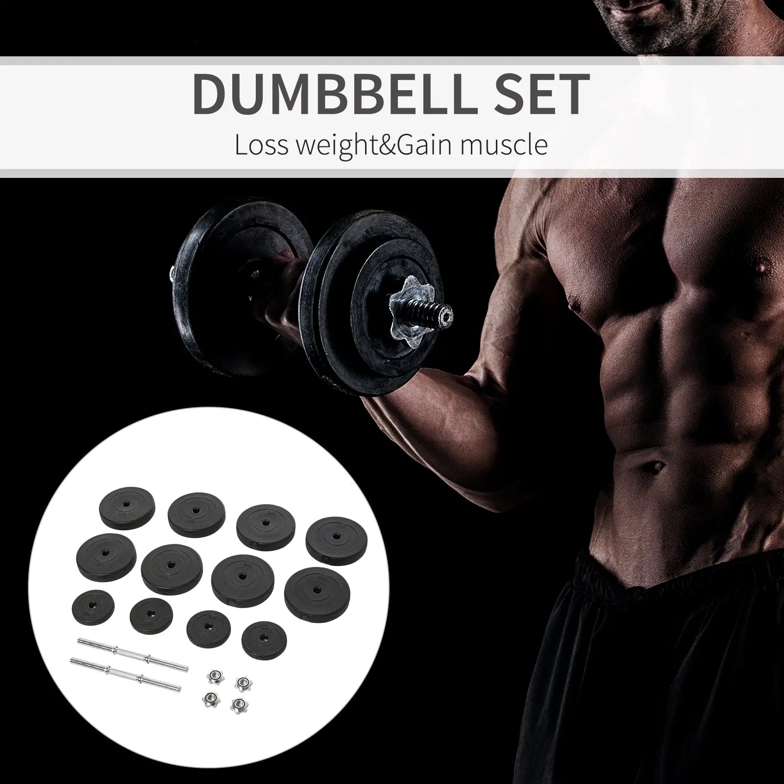 Adjustable 2 x 55lbs Dumbbell Set, Weight Training, Home Gym, Black Dumbbells & Barbells at Gallery Canada
