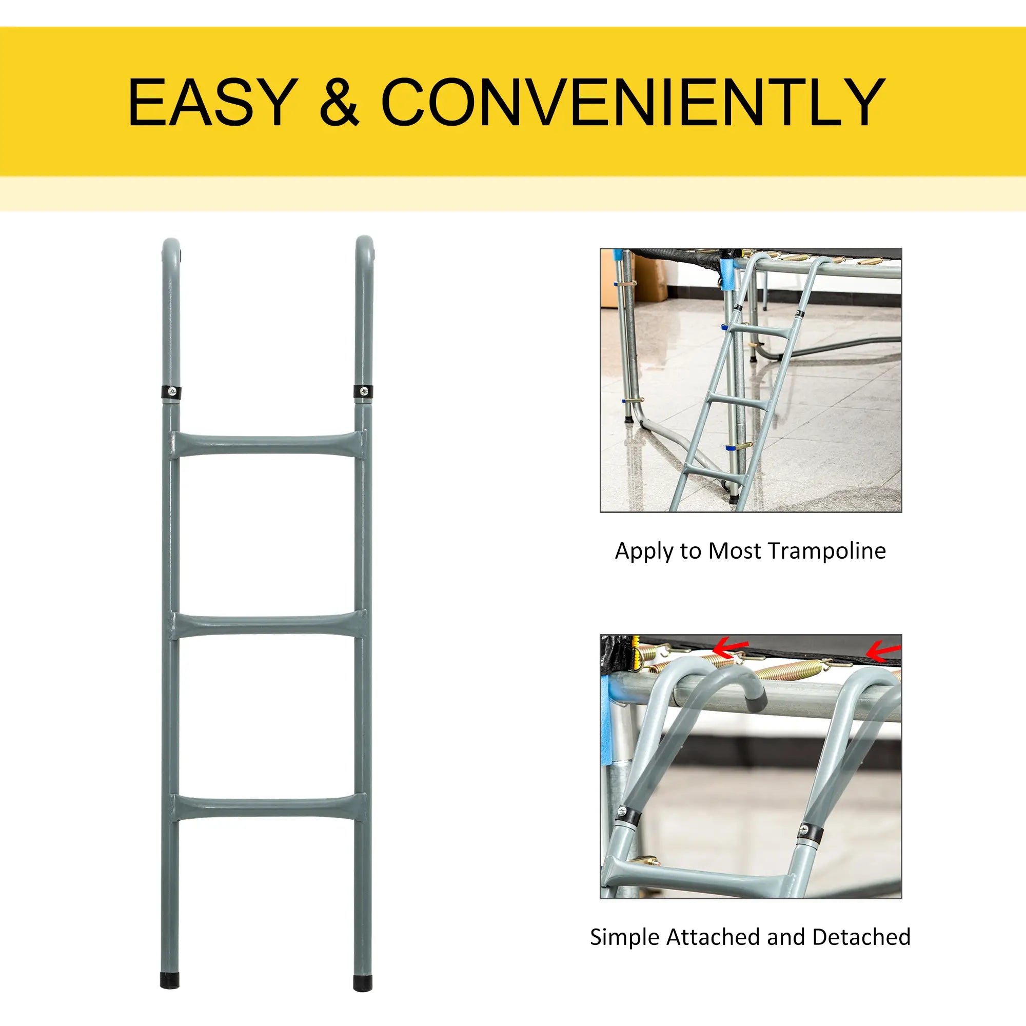 Steel Trampoline Ladder, 3-Step, Fits 12ft & 14ft, 330 lbs Trampolines at Gallery Canada