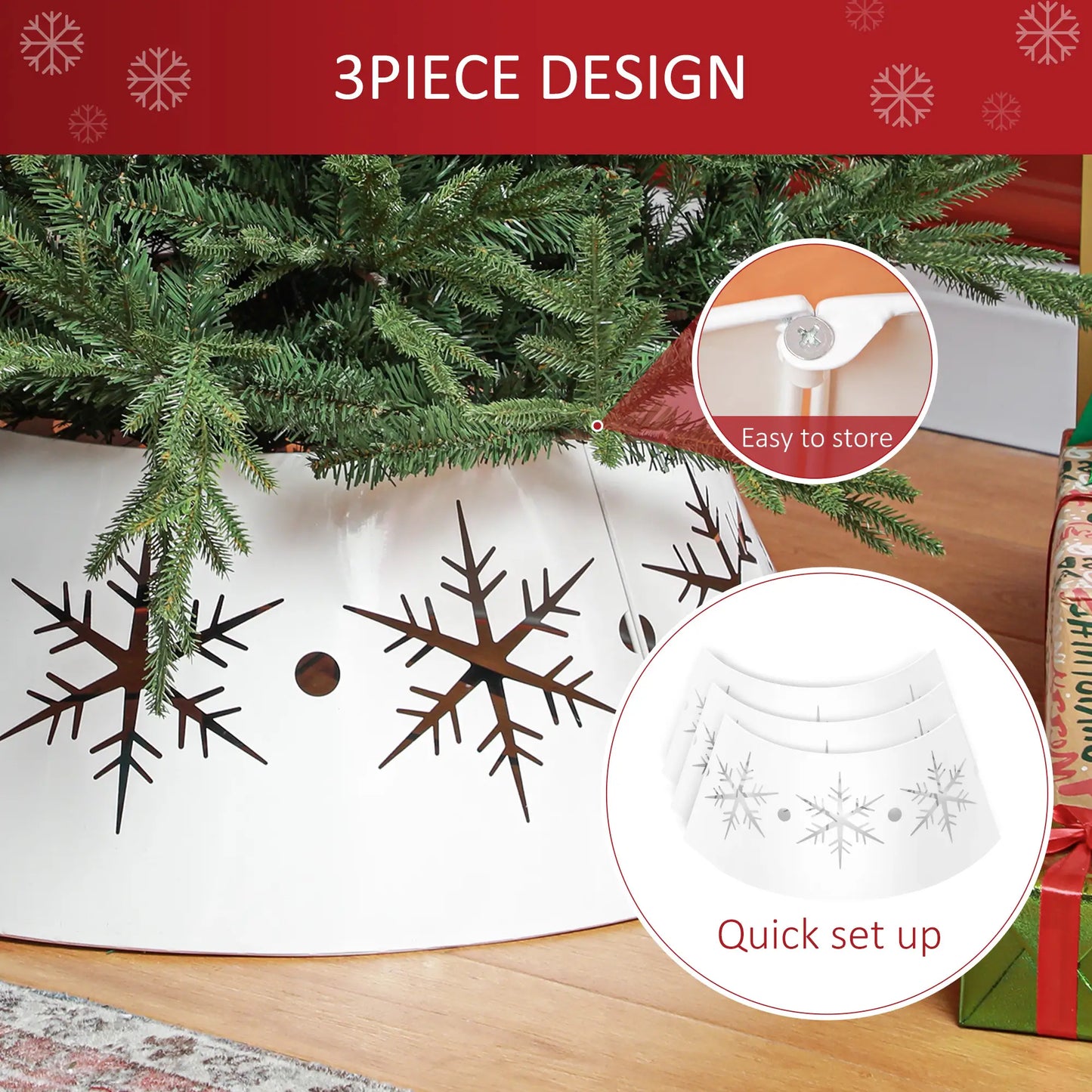 26" Christmas Tree Base Cover, Hollow Snowflake Patterns, White Christmas Trees at Gallery Canada
