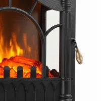 Cheminée électrique 1000W/2000W chauffage sur pied avec thermostat, effet flamme 3D, noir