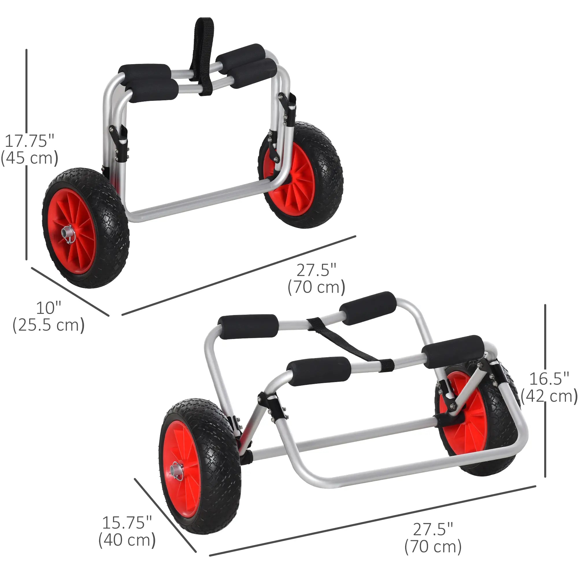 198LBS Kayak Cart, Foldable Canoe Dolly, Aluminum Frame, Silver Kayak Carts at Gallery Canada