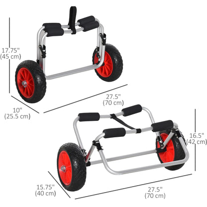 198LBS Kayak Cart, Foldable Canoe Dolly, Aluminum Frame, Silver Kayak Carts at Gallery Canada