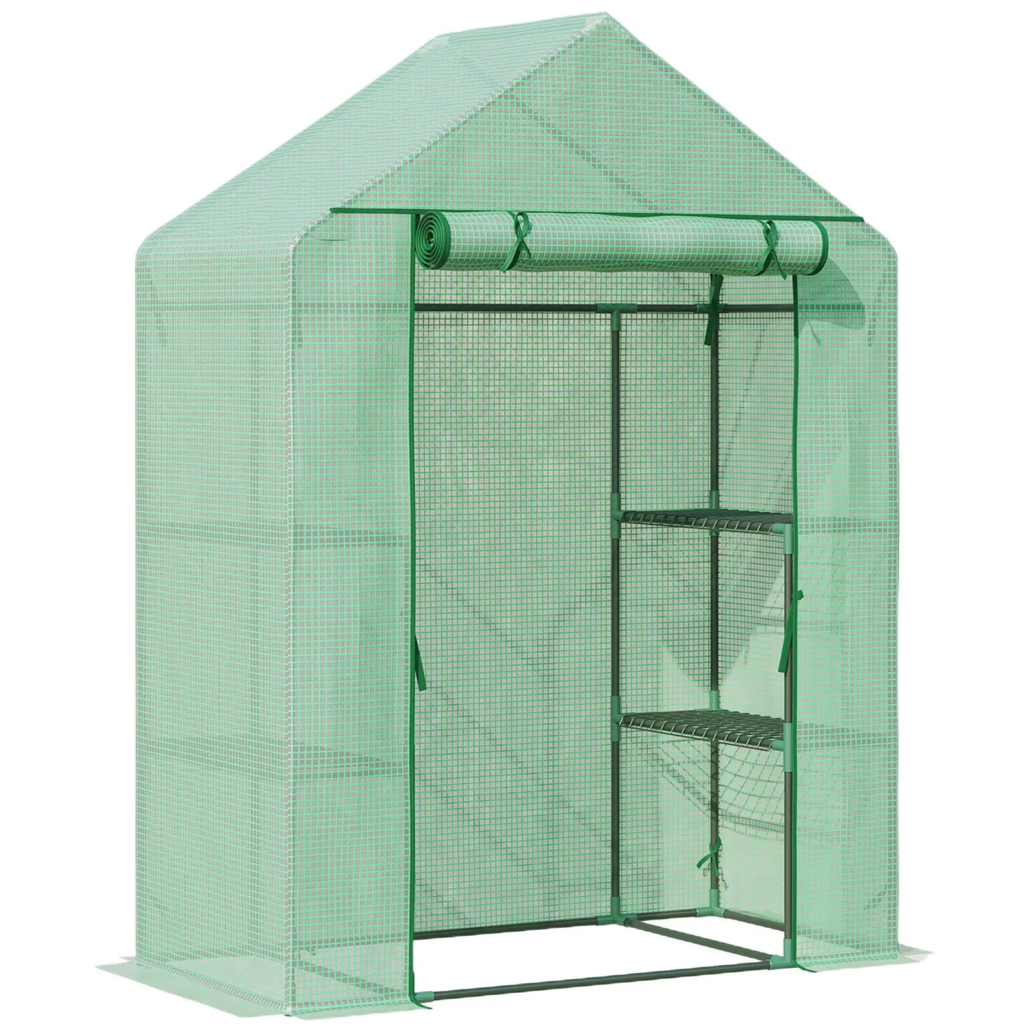 55" x 28" x 75" Walk-in Greenhouse, Portable Garden House, 4 Shelves, PE Cover, Green Walk In Greenhouses Green at Gallery Canada