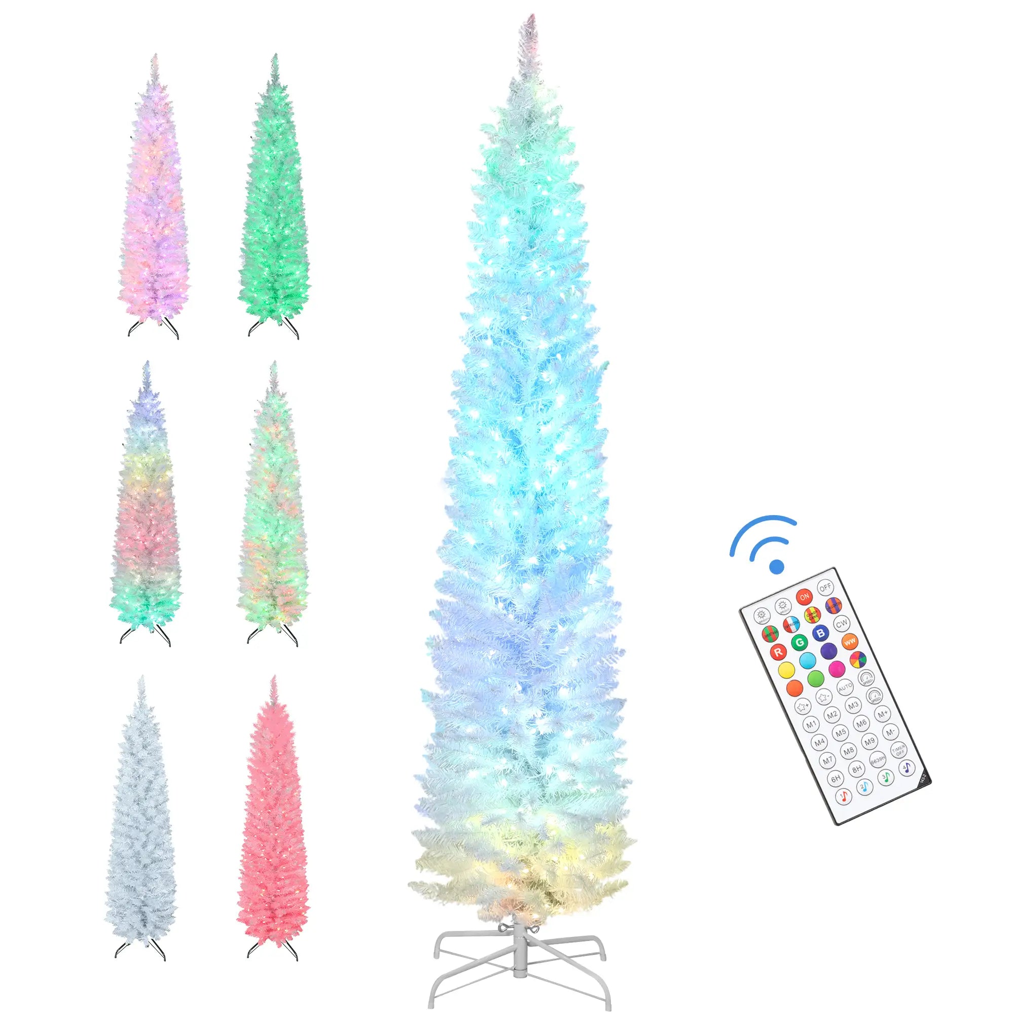 7.5ft Christmas Tree with Colorful DIY LEDs, Hinged Pencil, Remote, Timer, White, Colorful Pencil Christmas Trees at Gallery Canada