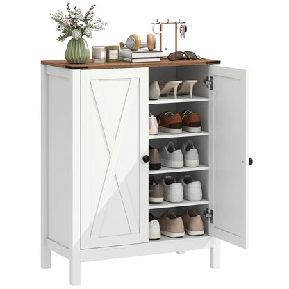 Shoe Cabinet With Barn Doors, Adjustable Shelves, Holds 15 Pairs, White Shoe Storage Cabinets & Racks at Gallery Canada