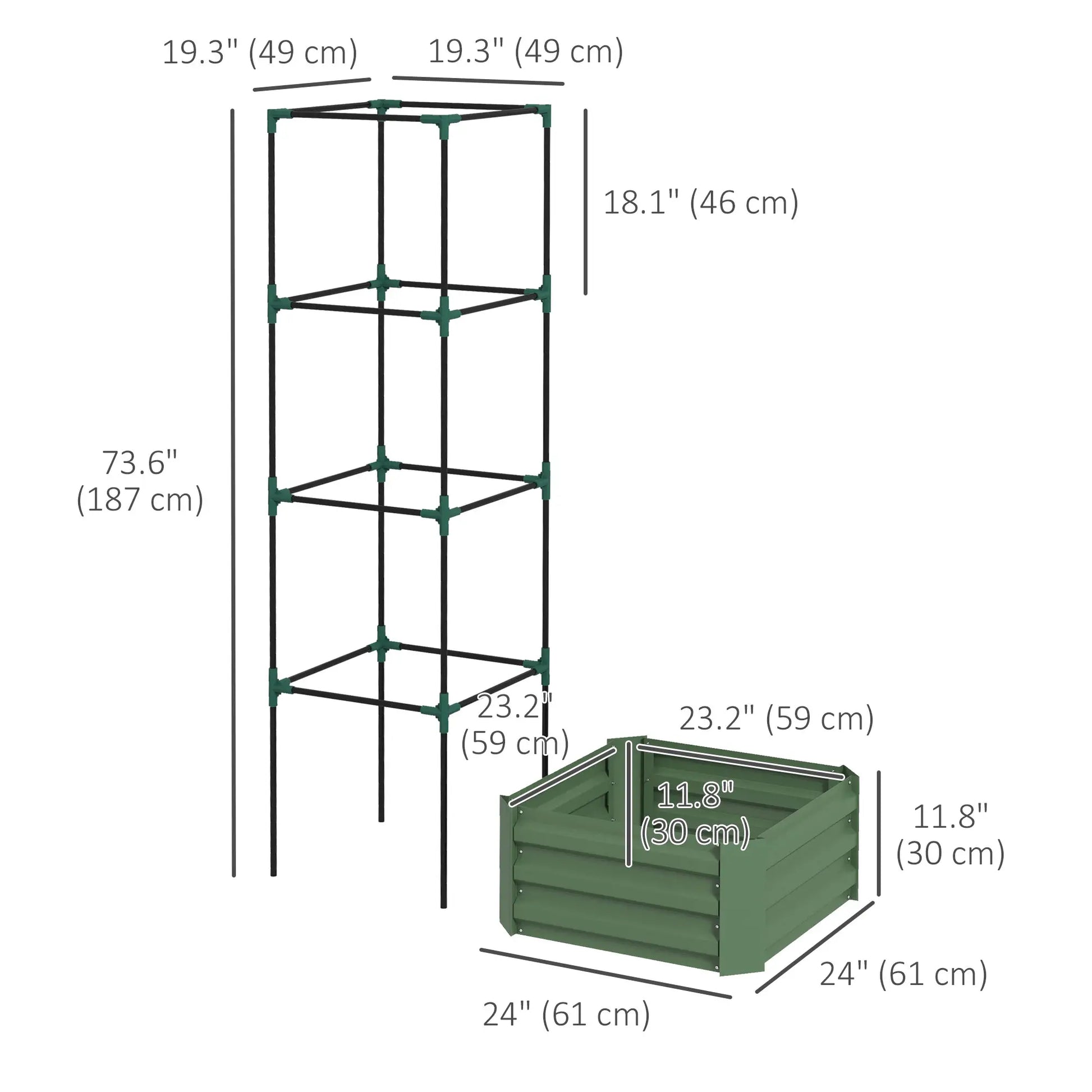 Galvanized Planter Box, Outdoor Raised Garden Bed with Trellis Galvanized Planter Boxes at Gallery Canada
