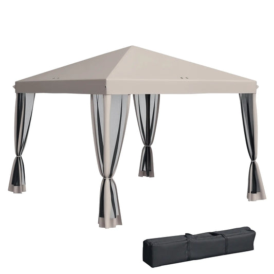 10' x 10' Pop Up Canopy Tent, Removable Mesh Sidewall, Carry Bag, Beige Pop Up Canopies Beige at Gallery Canada