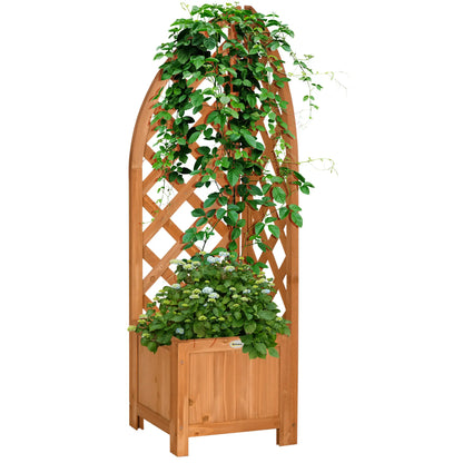 Wooden Raised Garden Bed With Trellis, Outdoor Planter Box For Patio, Balcony Wooden Planter Boxes at Gallery Canada
