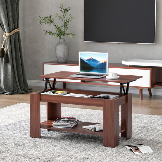 Modern Lift Top Coffee Table, Convertible Center Table with Hidden Storage Compartment and Storage Shelf for Living Room - Gallery Canada