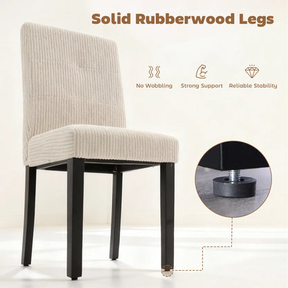 Modern Dining Chairs Set of 4, Rubberwood Legs, Padded Seat, Beige