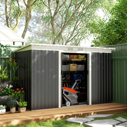 9x4 Outdoor Storage Shed, Galvanized Steel, Dark Grey Sheds at Gallery Canada