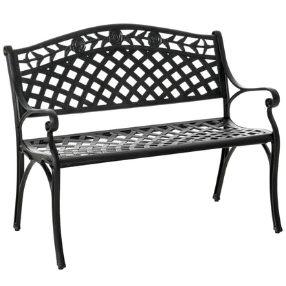 Garden Bench With Aluminum Frame, 40" Patio Loveseat, Floral Design, no color Outdoor Benches Black at Gallery Canada