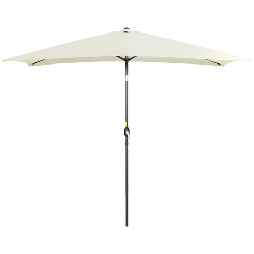 6.5x10ft Rectangle Aluminum Patio Umbrella, Outdoor Sunshade Canopy, Cream White