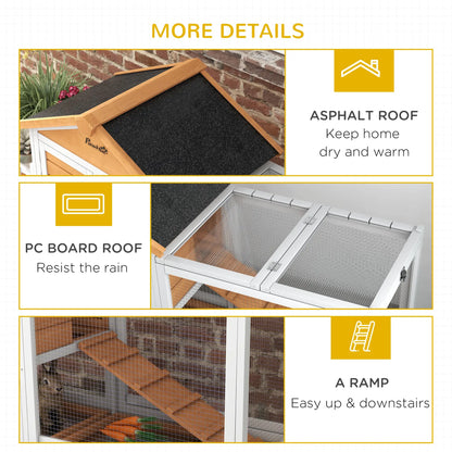 65" Wooden Rabbit Hutch, Pet Playpen, Openable Roof, Storage Box, Yellow Rabbit Hutch at Gallery Canada
