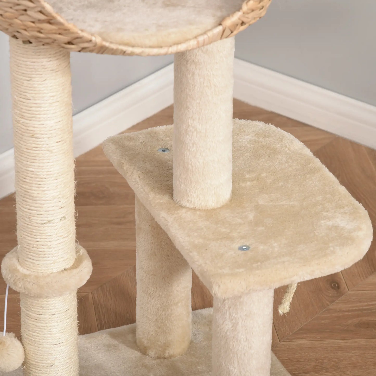 39" Cat Tree with Scratching Post, Condo, Plush Perch, Beige Cat Trees at Gallery Canada