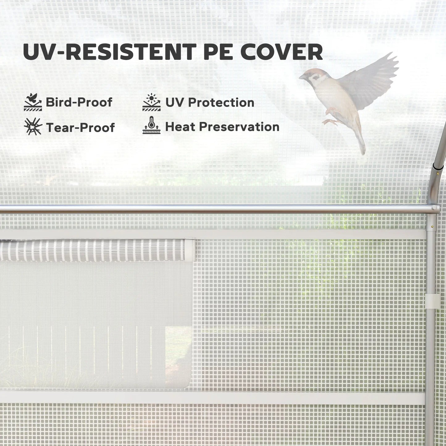 Walk-in Tunnel Greenhouse, Galvanized Steel Frame, 13' x 10' x 6.5', White