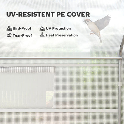 Walk-in Tunnel Greenhouse, Galvanized Steel Frame, 13' x 10' x 6.5', White