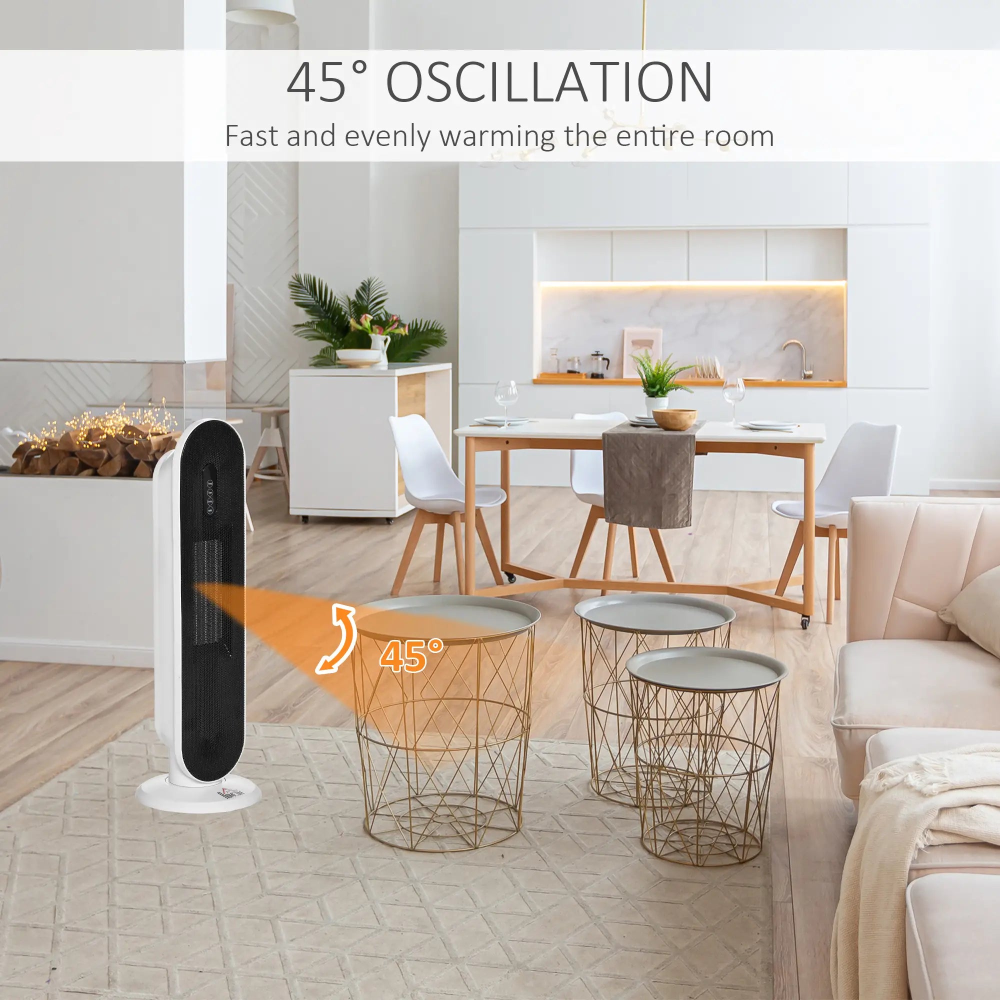 Ceramic Space Heater, Indoor Tower, 45 Degree Oscillation, Remote, 24H Timer, 1500W/1000W Electric Tower Heaters at Gallery Canada