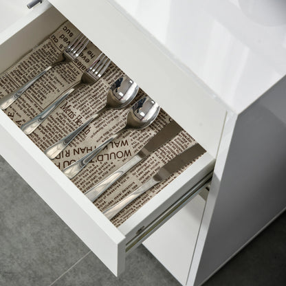 Buffet haut brillant, 2 tiroirs, 2 portes, étagère réglable, blanc