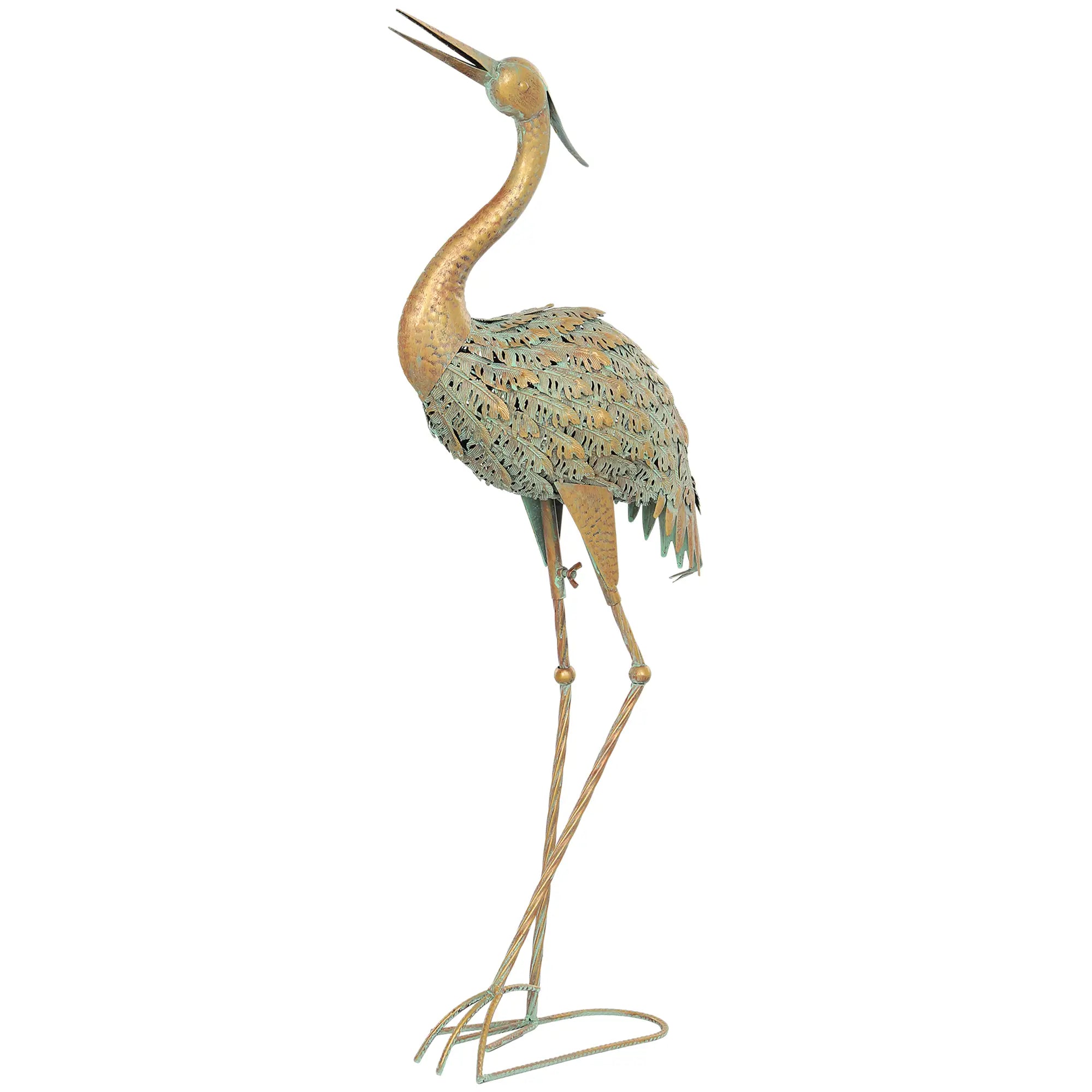 Heron Garden Statue, 15.3"W x 6.7"D x 35.4"H, Mixed Colour