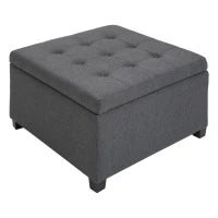 Pouf de rangement capitonné, banc d'appoint, repose-pieds, gris foncé, gris foncé