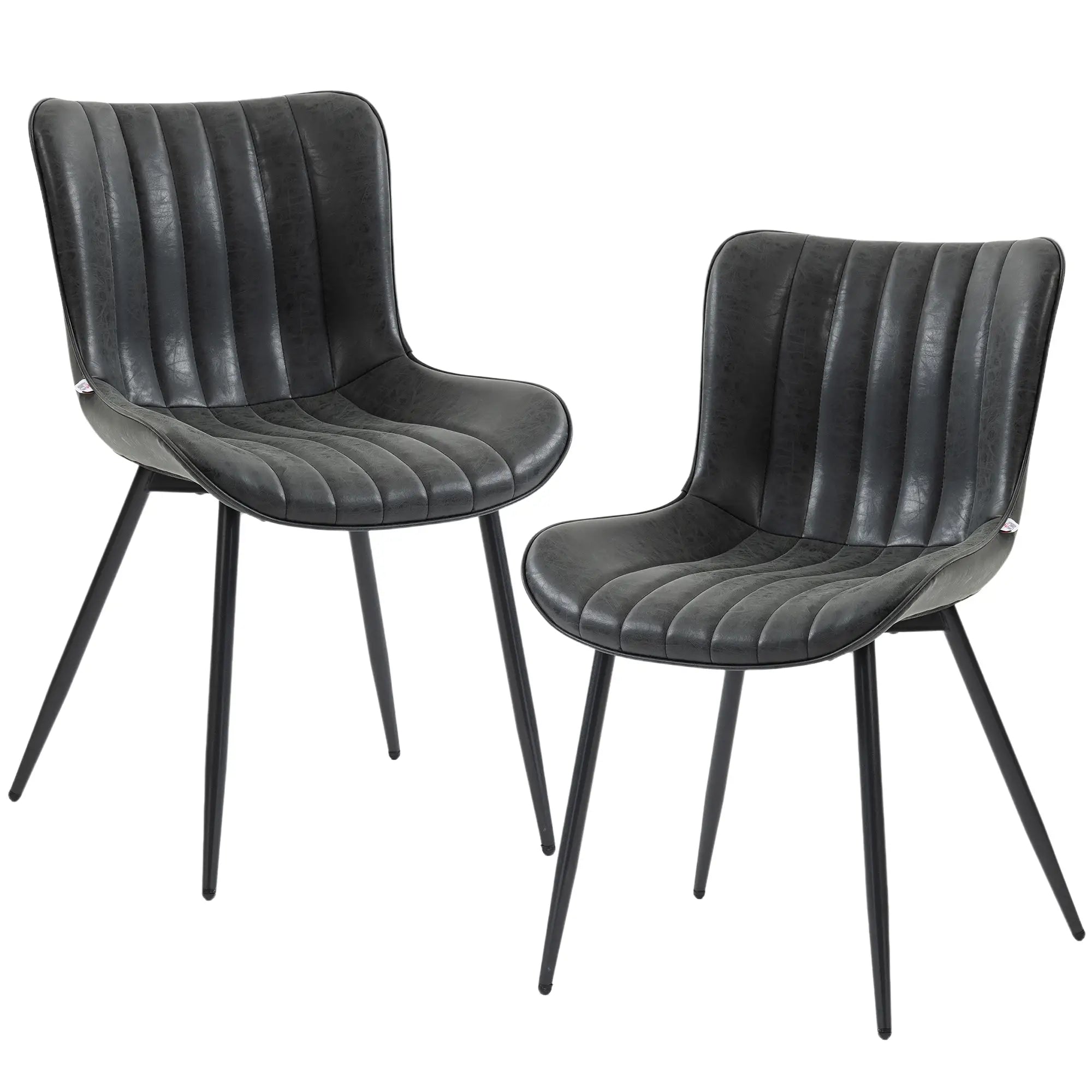 PU Leather Dining Chairs Set of 2, Steel Legs, Black Dining Chairs Black at Gallery Canada