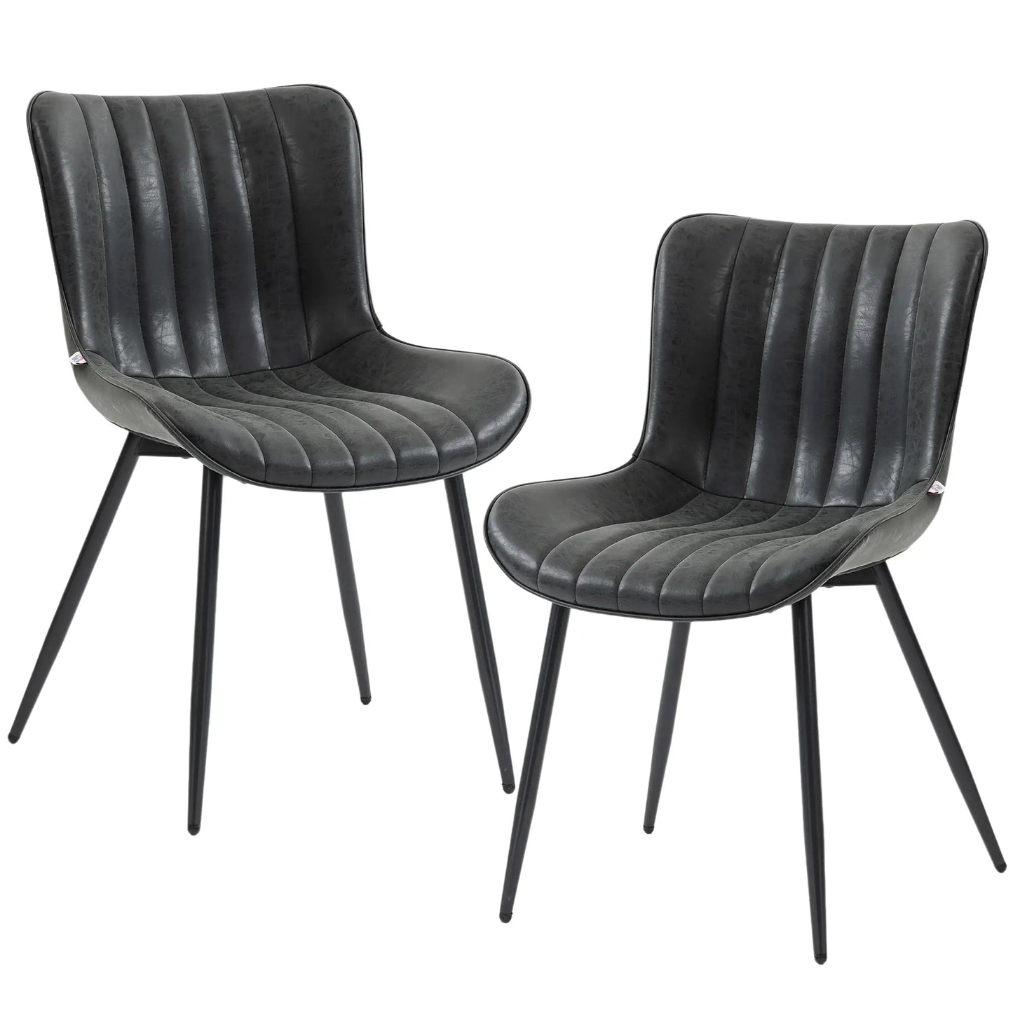 PU Leather Dining Chairs Set of 2, Steel Legs, Black Dining Chairs Black at Gallery Canada