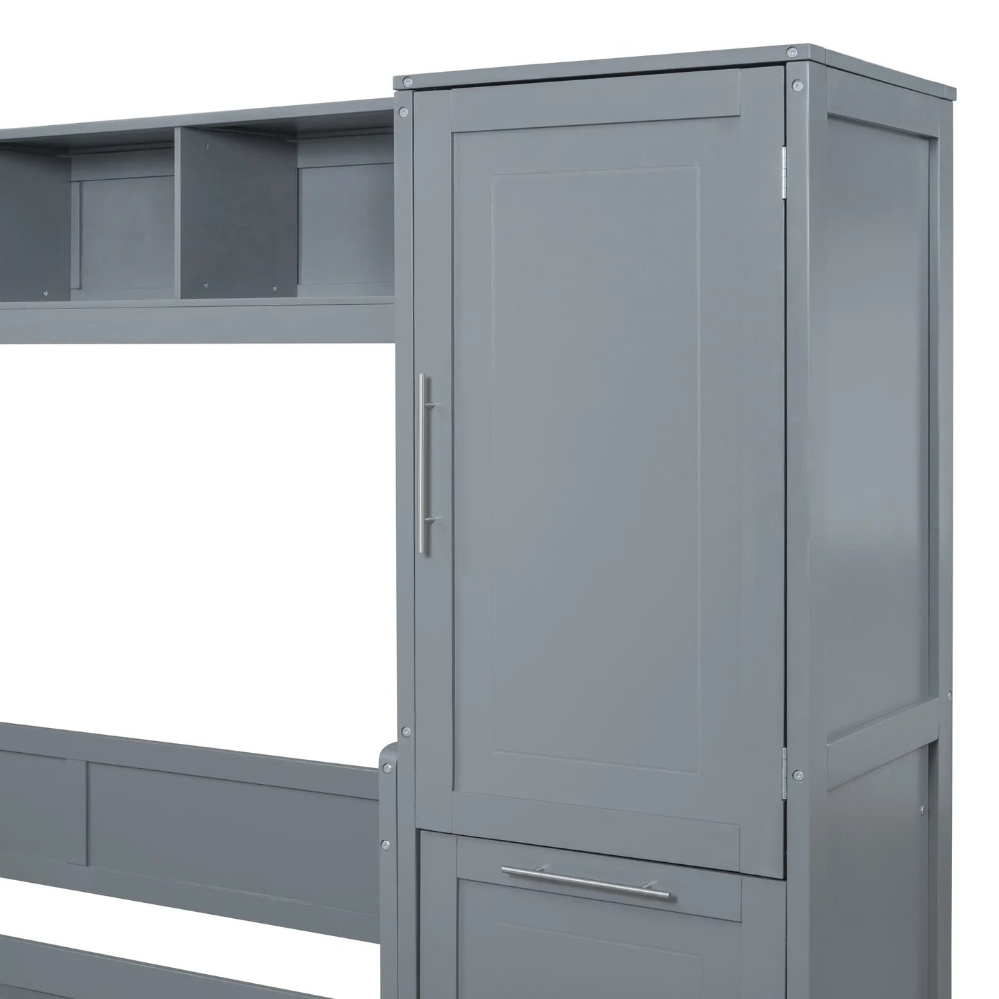 Murphy Bed with Closet, Drawers, 107.5" L x 58" W x 72" H, Grey Bed Frames at Gallery Canada