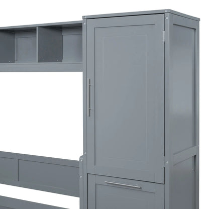 Murphy Bed with Closet, Drawers, 107.5" L x 58" W x 72" H, Grey Bed Frames at Gallery Canada