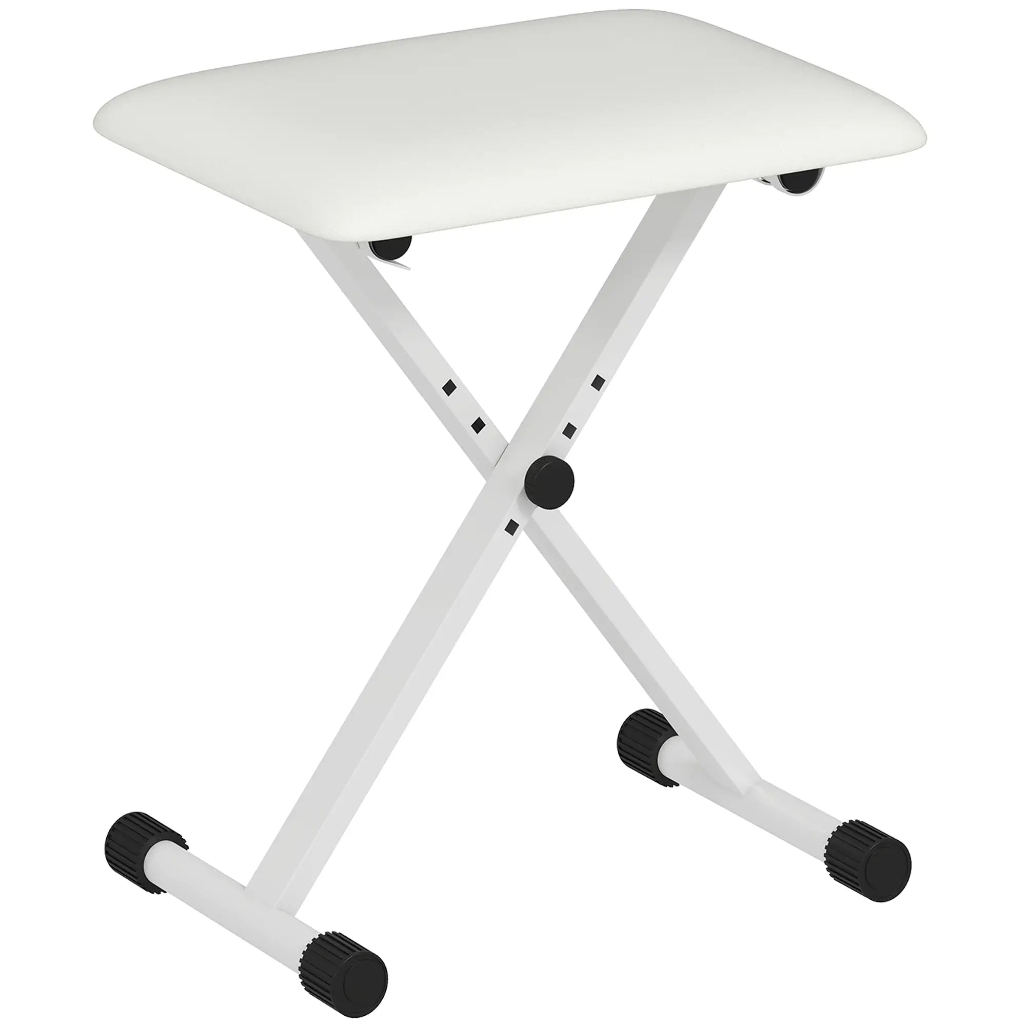 Adjustable Piano Bench, X-Style Folding Piano Stool with Padded Seat, Non-Slip Rubber Feet, Keyboard Chair, White Piano Benches at Gallery Canada