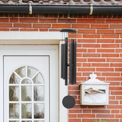 45" Deep Tone Wind Chime, 6 Aluminum Tubes, Outdoor Decor, Dark Grey Garden Decor at Gallery Canada