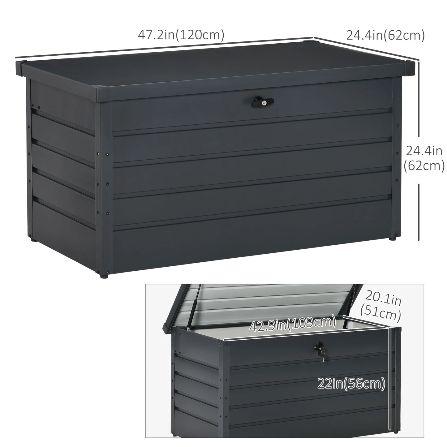 Large Deck Box, Outdoor Storage with Lock, Grey Patio Storage Boxes at Gallery Canada