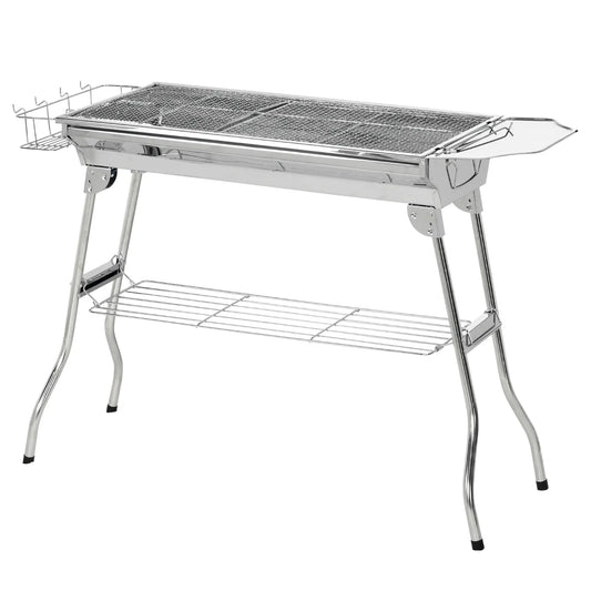 Portable Charcoal Grill, Stainless Steel, Folding With Shelf Charcoal BBQ Grils Silver at Gallery Canada