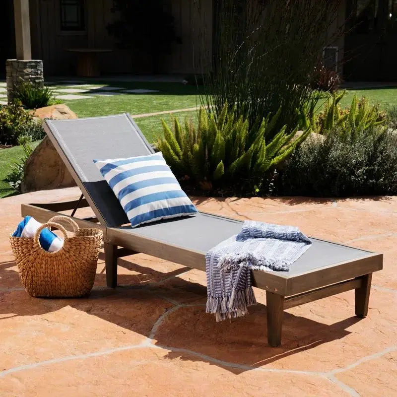 Acacia Chaise Lounge, Adjustable Backrest, Foldable Legs, 78" L x 24" W x 31.5" H, Dark Gray Lounger Chairs at Gallery Canada