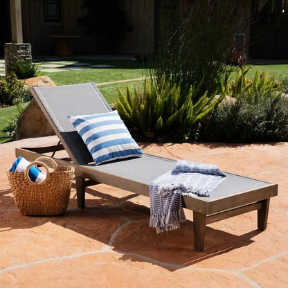 Acacia Chaise Lounge, Adjustable Backrest, Foldable Legs, 78" L x 24" W x 31.5" H, Dark Gray Lounger Chairs at Gallery Canada