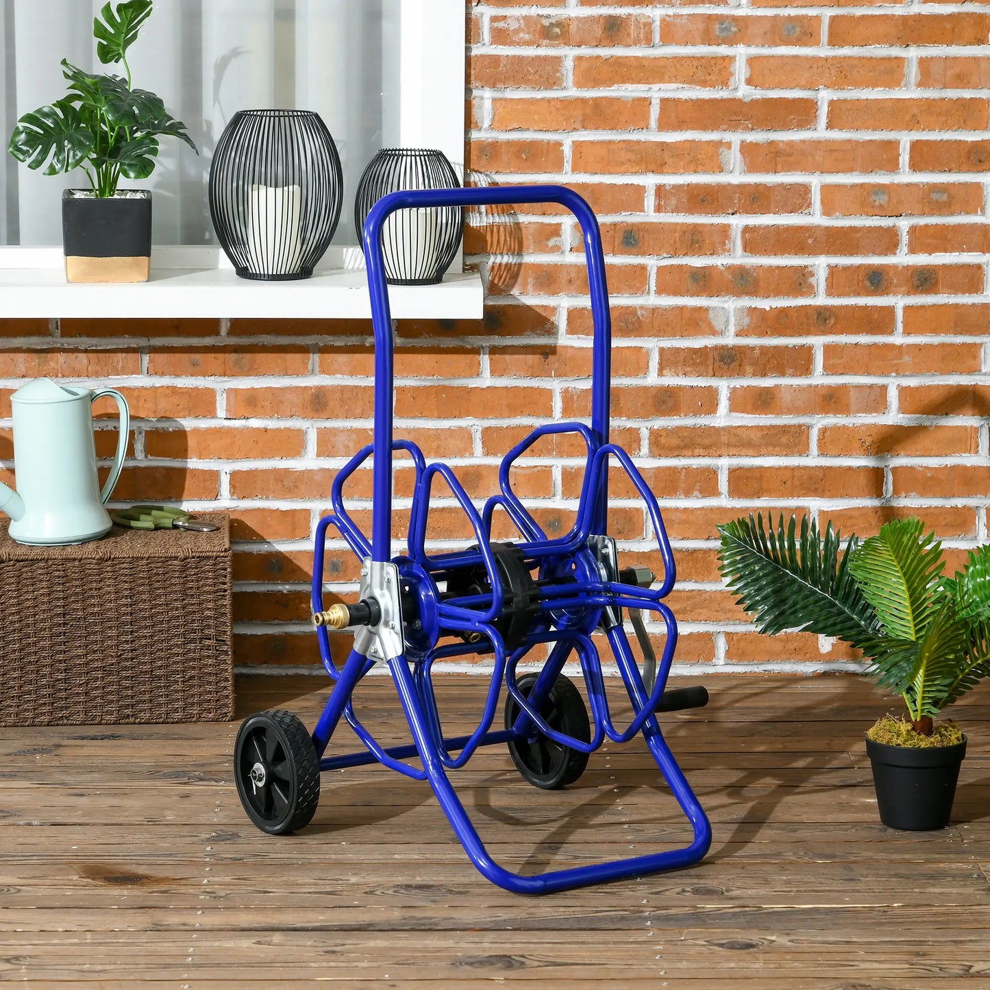 98 ft 5/8" Hose Reel Cart, Garden Water Hose Carts with Wheels, Blue Garden Accessories at Gallery Canada