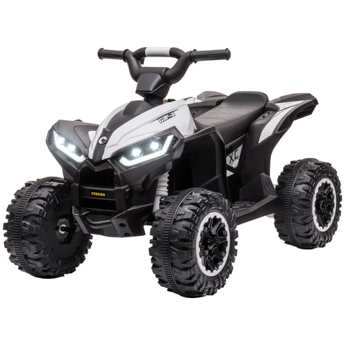 Kids 4 Wheeler Quad with Music, Headlights, High Low Speed, White