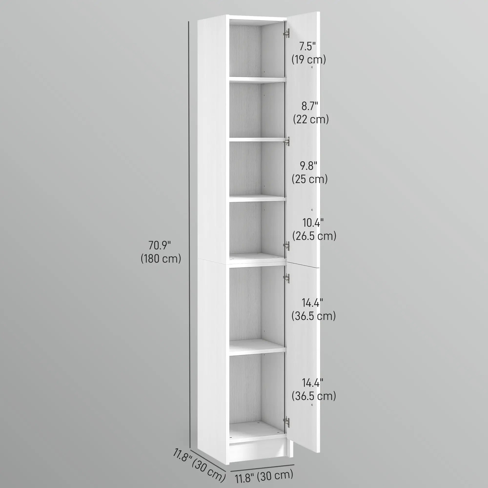 Tall Bathroom Storage Cabinet, Adjustable Shelves, Wood Grain, White Bathroom Cabinets at Gallery Canada