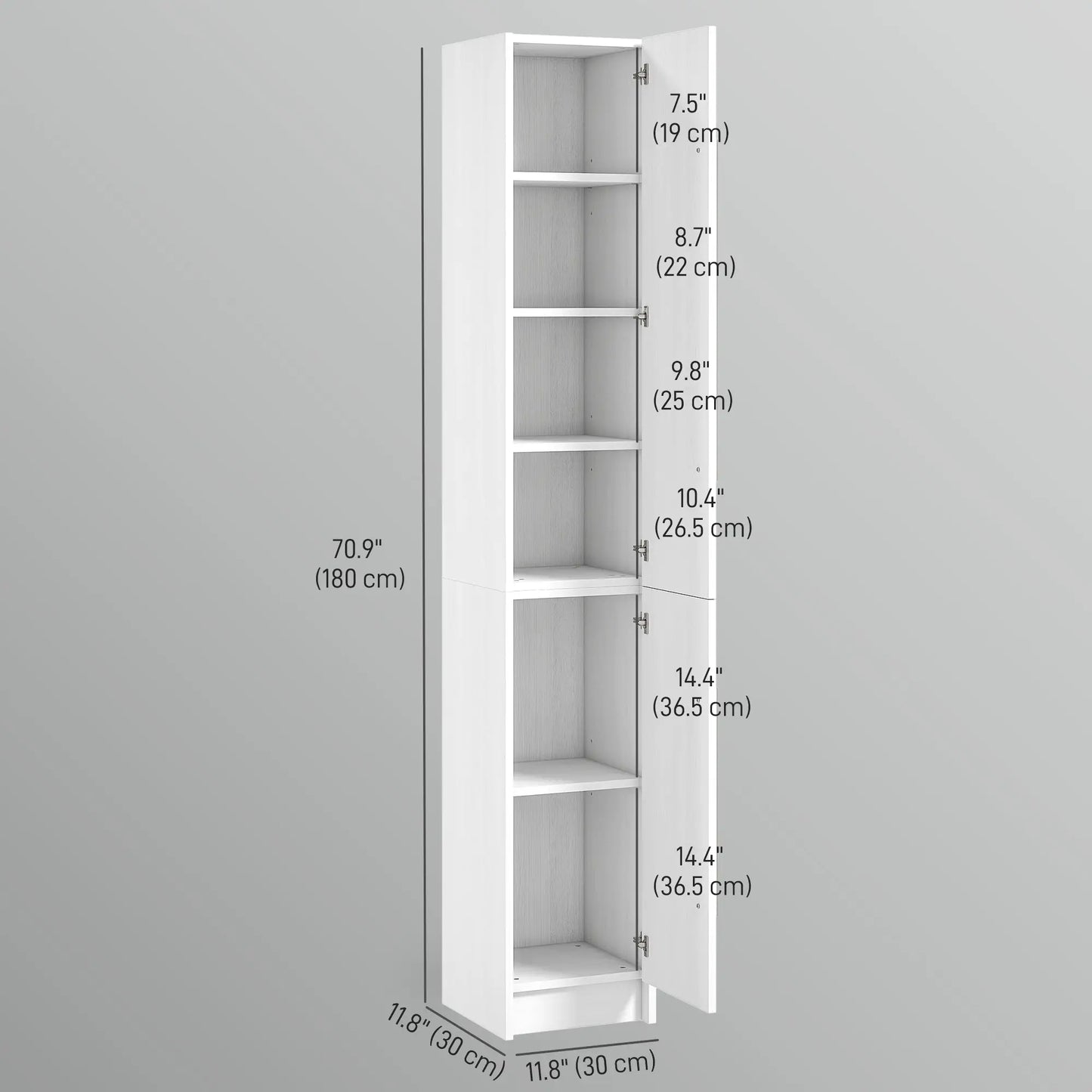 Tall Bathroom Storage Cabinet, Adjustable Shelves, Wood Grain, White Bathroom Cabinets at Gallery Canada