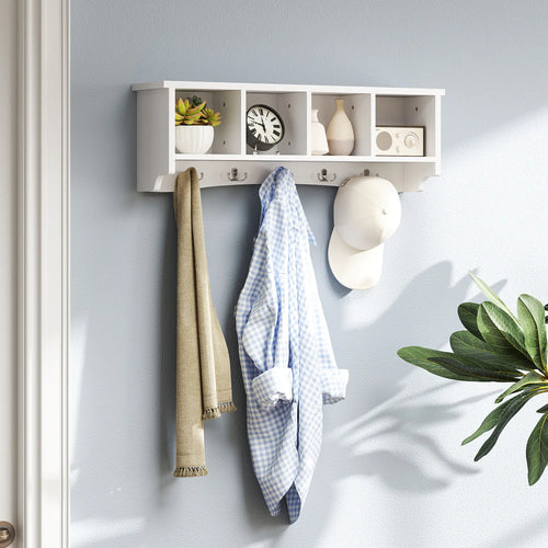Wall Mount Coat Rack with Shelf, 28