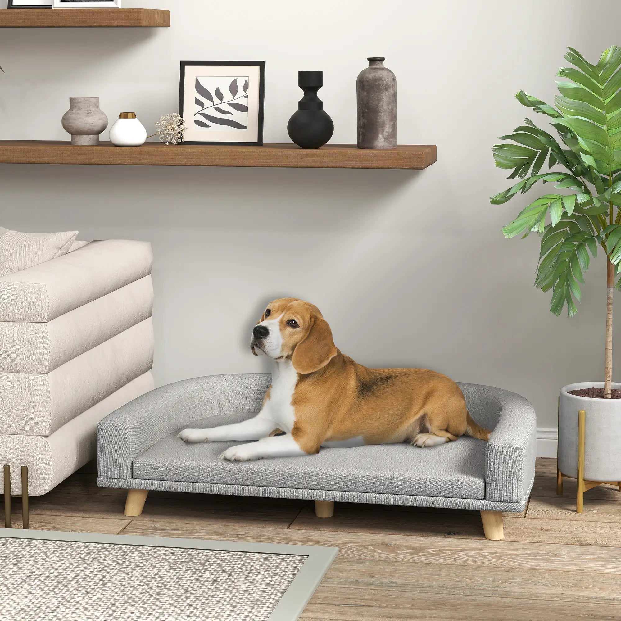 Large Dog Sofa with Washable Cover, Anti-Slip Pads, Grey Dog Sofas at Gallery Canada